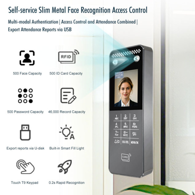 AZ802 Self-service Slim Metal Face Recognition Access Control